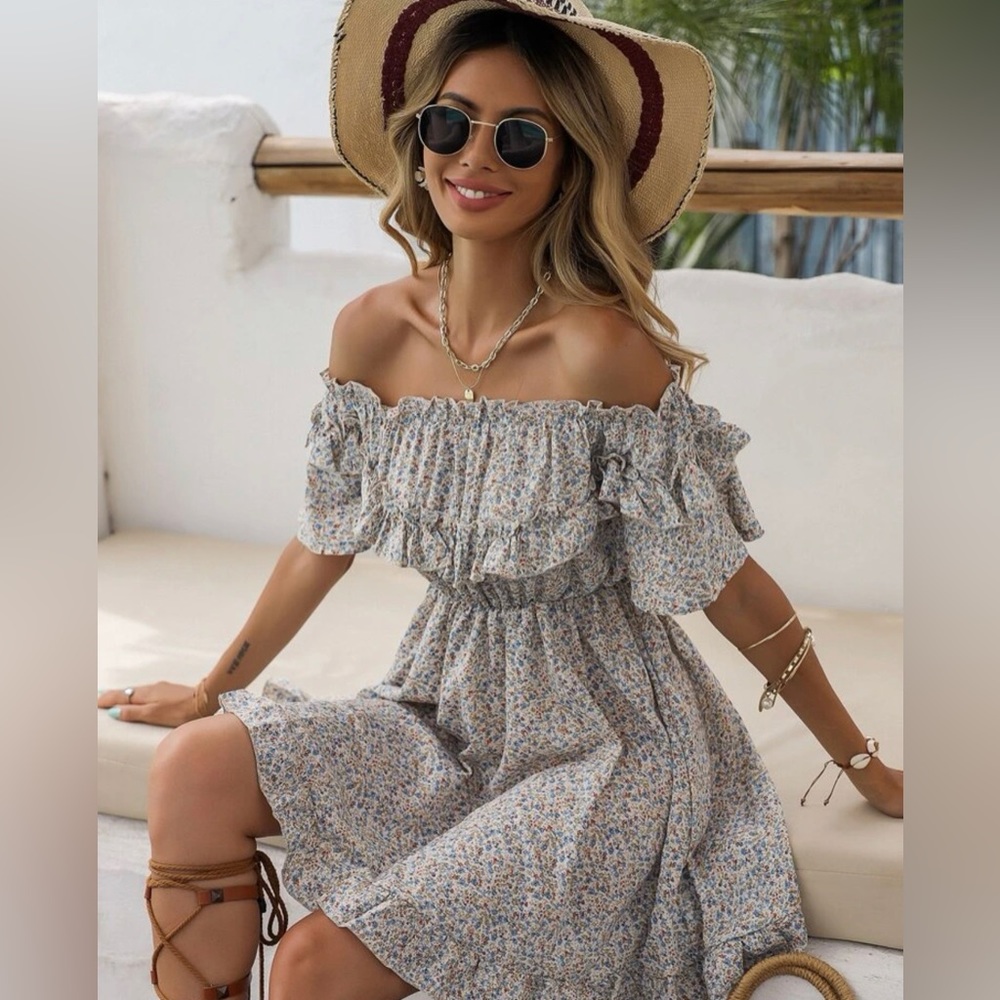 SHEIN size L Ditsy floral off the shoulder dress